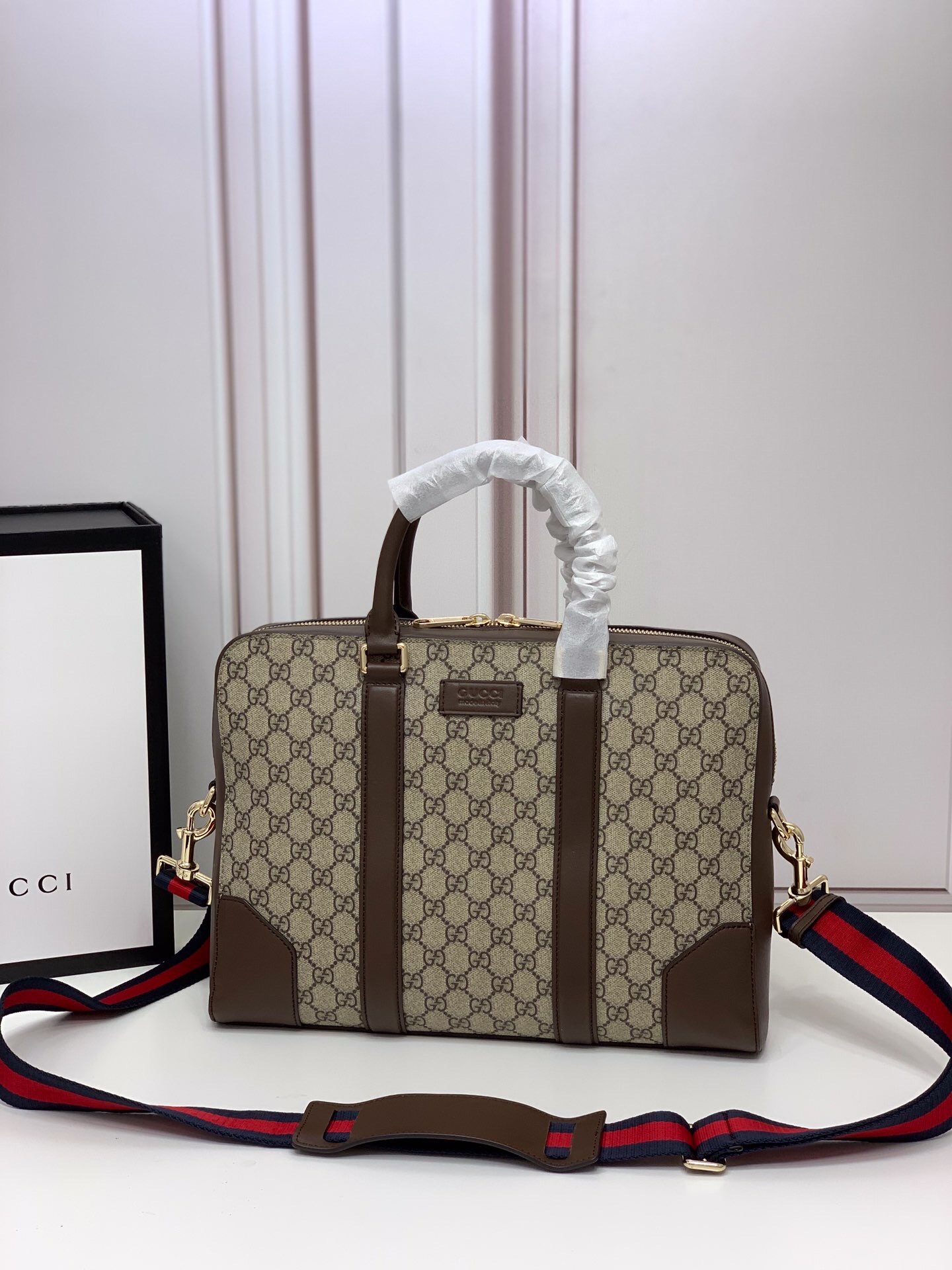 GUCCI 구찌 GG 수프림 서류가방 브라운,블랙
