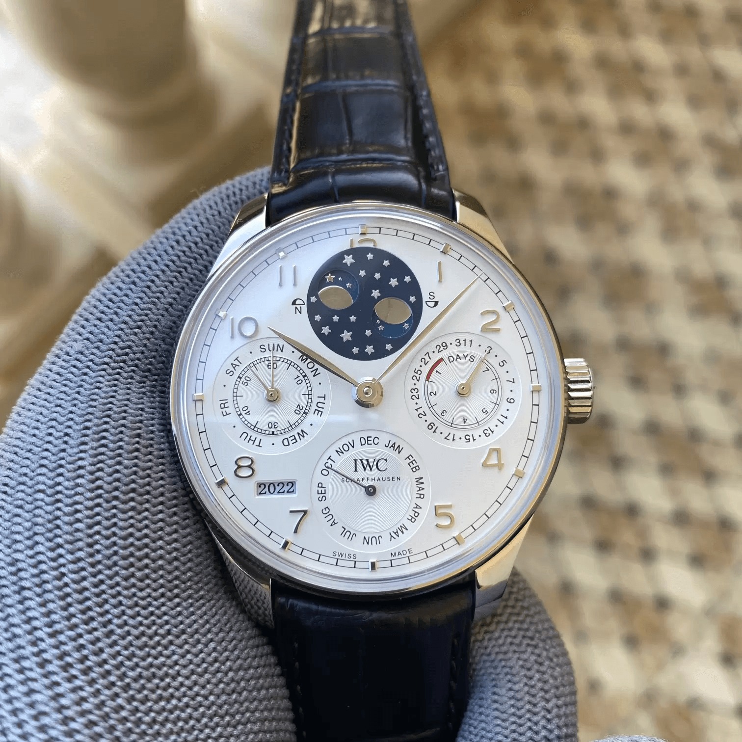 IWC 아이더블유씨 포르투기저 퍼페츄얼 캘린더 화이트골드 화이트다이얼