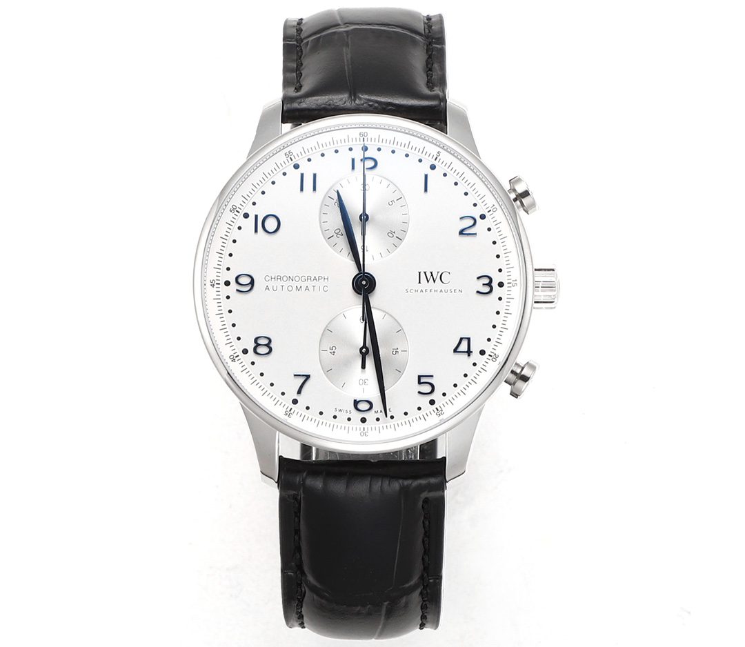 IWC 아이더블유씨 포르투기저 크로노 화이트/블루 다이얼 레더스트랩