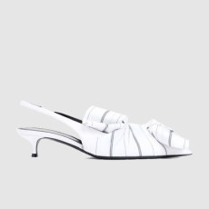 BALENCIAGA 발렌시아가 여성용 샌들 네이비 스트라이프 레더 슬링백 펌프스 786223