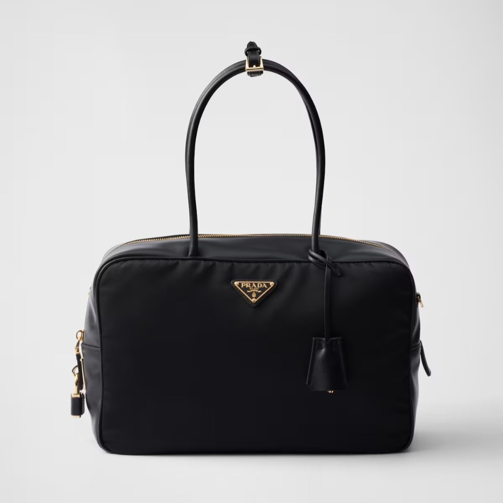 PRADA  프라다 자물쇠 라지 리나일론 및 가죽 탑 핸들백 1BB131
