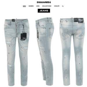 DSQUARED2 디스퀘어드2 스팟 페인트 아이스 슬림 일자진
