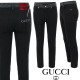 GUCCI 구찌 레터링 로고 자가드 블랙 슬림 일자진