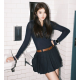 MIUMIU 미우미우 64297 핀 스트라이프 플리츠 스커트