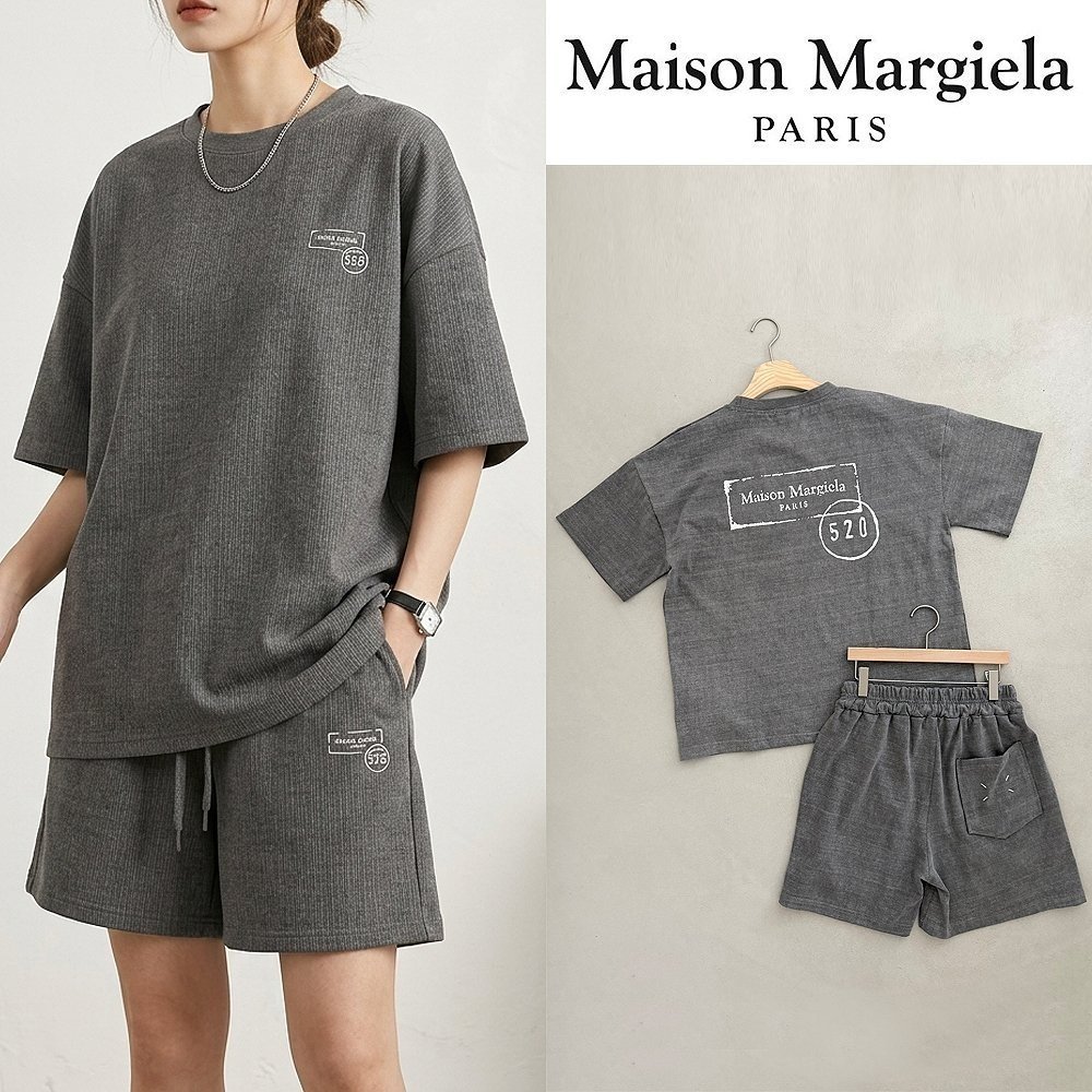 MAISON MARGIELA 메종마르지엘라 넘버 520 프린트 피그먼트 오버핏 하프 셋업 2COLOR