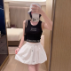 MIUMIU 미우미우 1078 크리스탈 로고 탱크 탑&스커트 세트 4COLOR