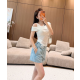CHANEL 샤넬 1018 카멜리아 체인 CC 모노그램 데님 쇼츠