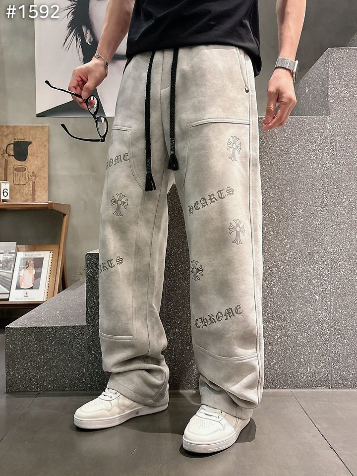 ●월간 판매 14위● CHROME HEARTS 크롬하츠 크로스 레터링 워싱 스웻 팬츠
